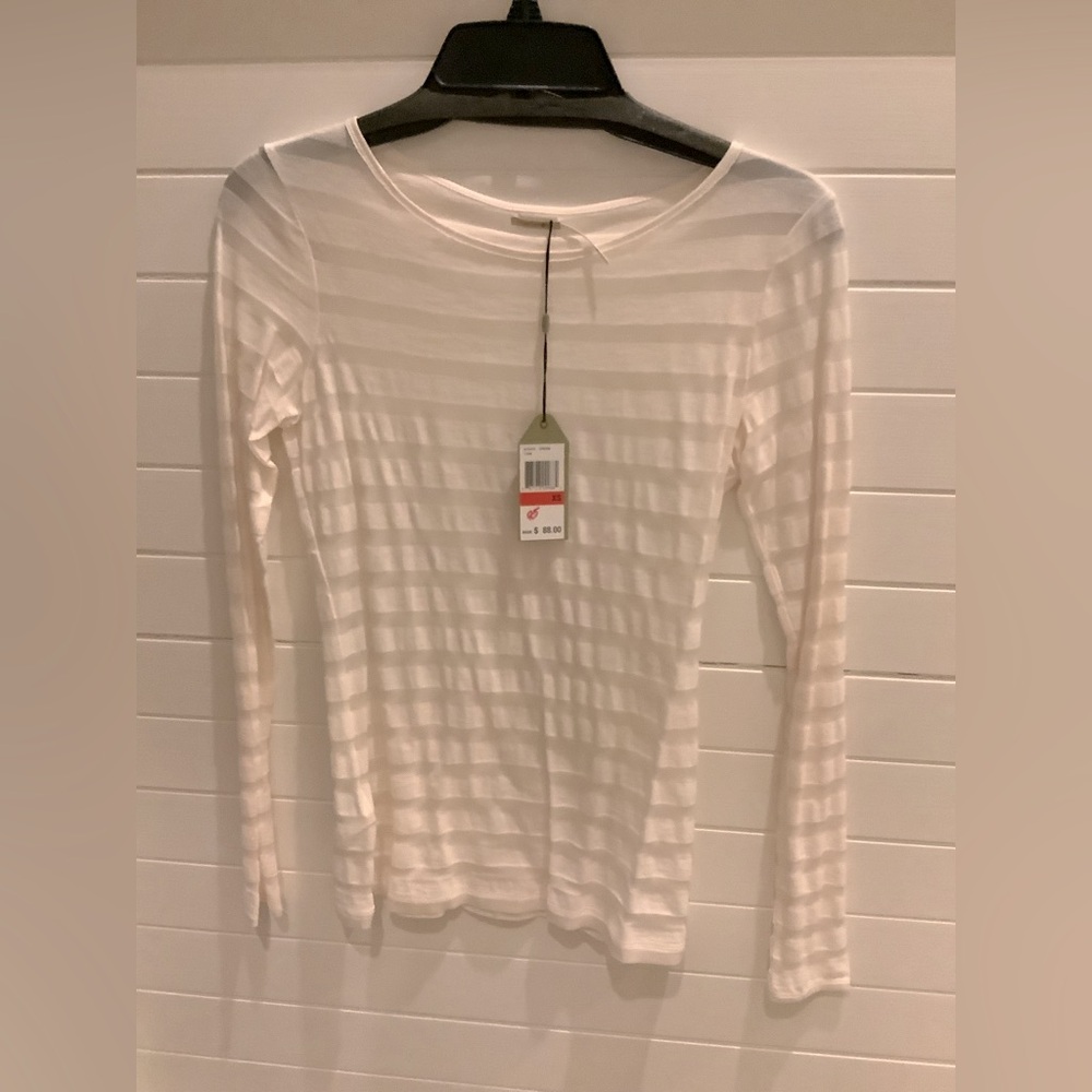 NWT Max Studio Cream Long Sleeve Scoop Neck Top XS